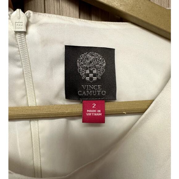 Vince Camuto Angled Ruffle Sheath Dress In Ivory Size 2 VC9M9272 - Picture 8 of 9